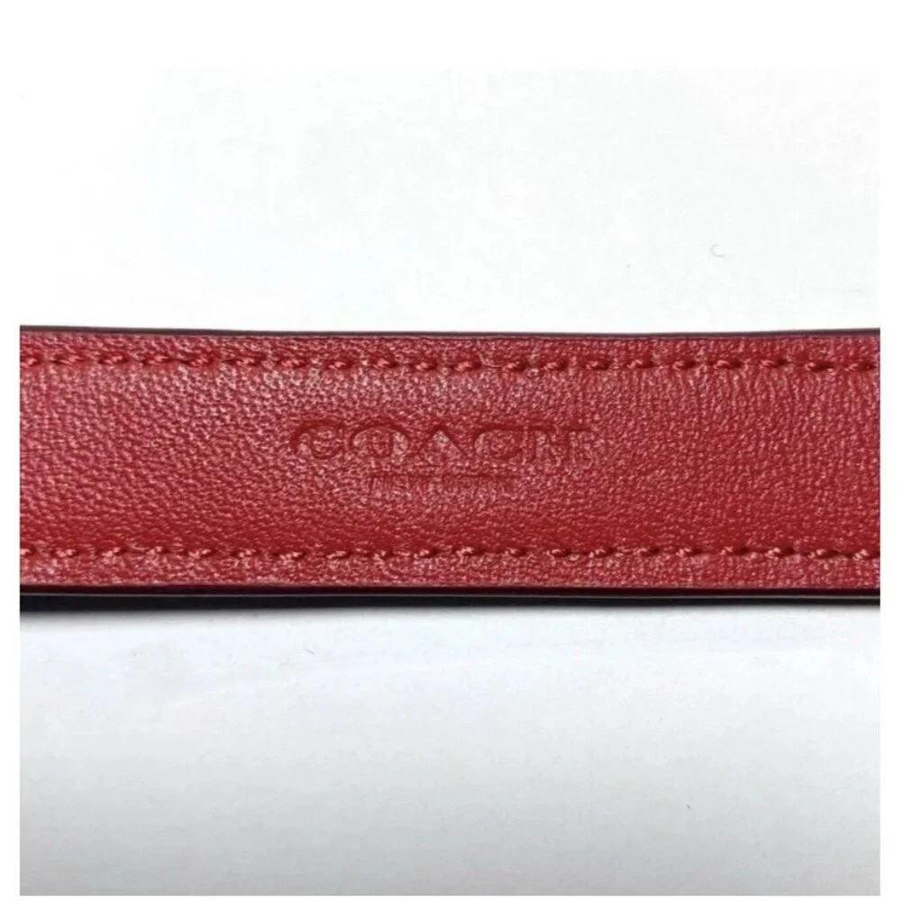 Coach Dog Collar + Apple AirTag Tracker! Brown Red Signature C Size Large - Picture 8 of 10